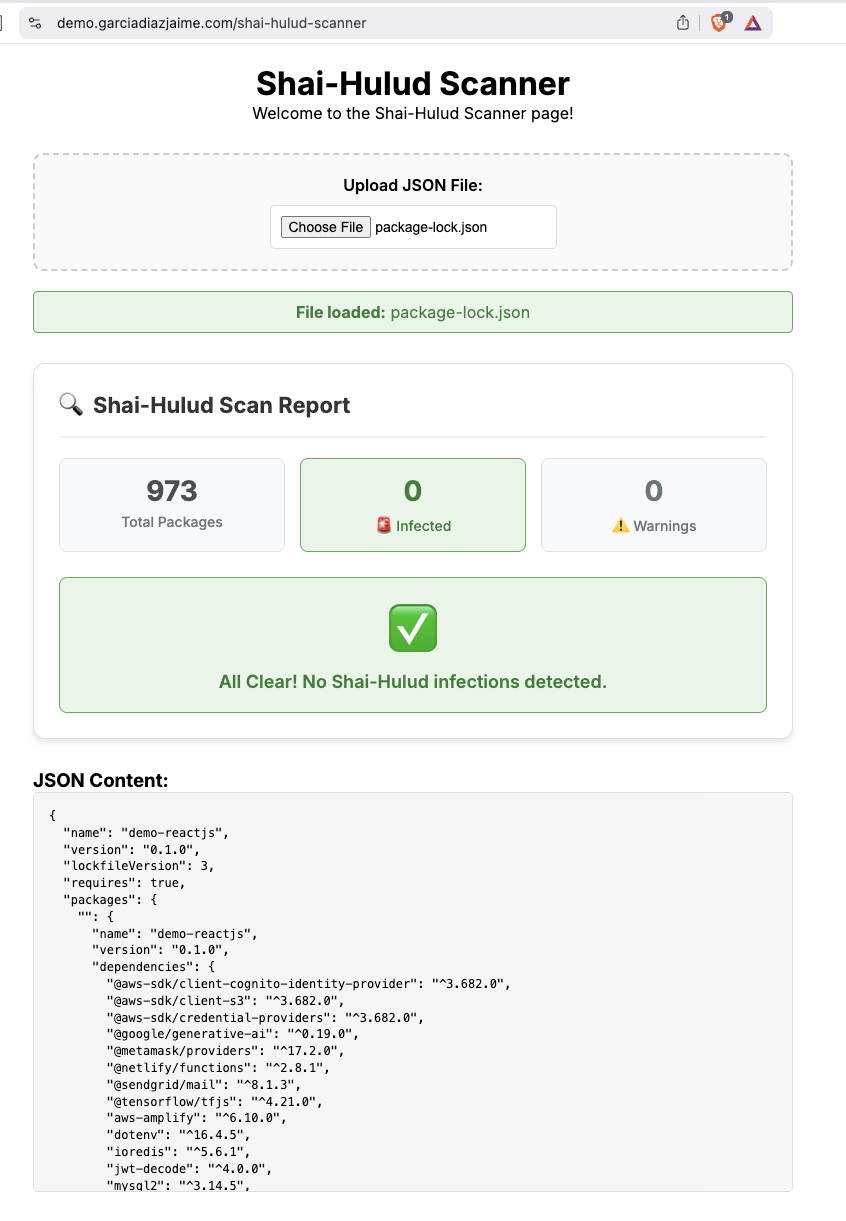 Online Shai Hulud Scanner Report
