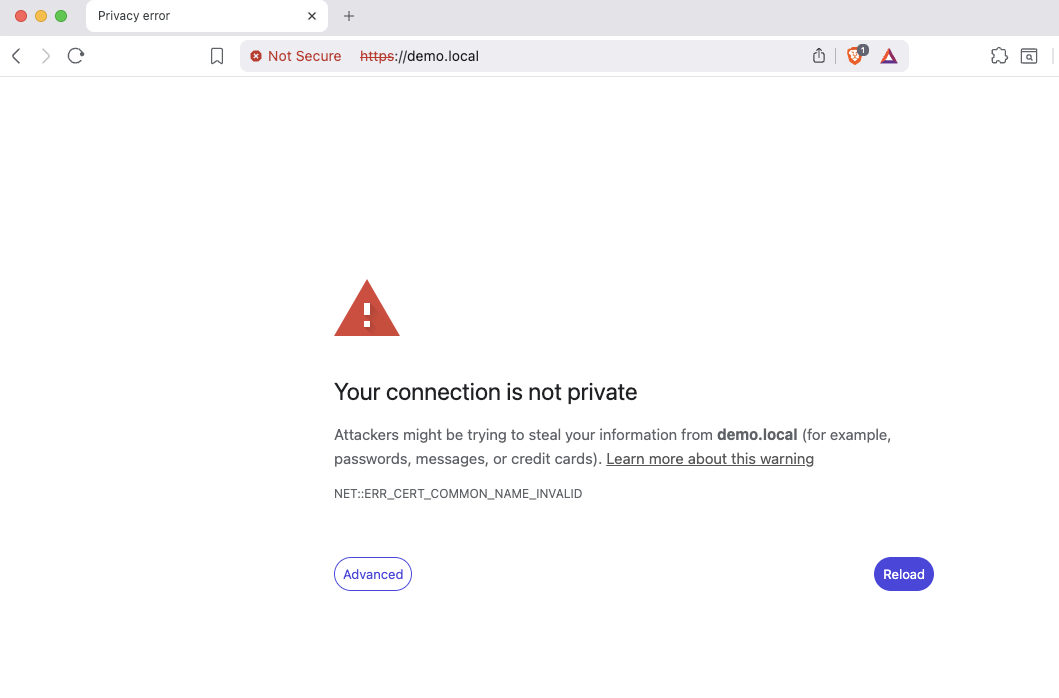 Your connection is not private Browser Error