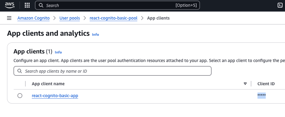 AWS Cognito Client ID