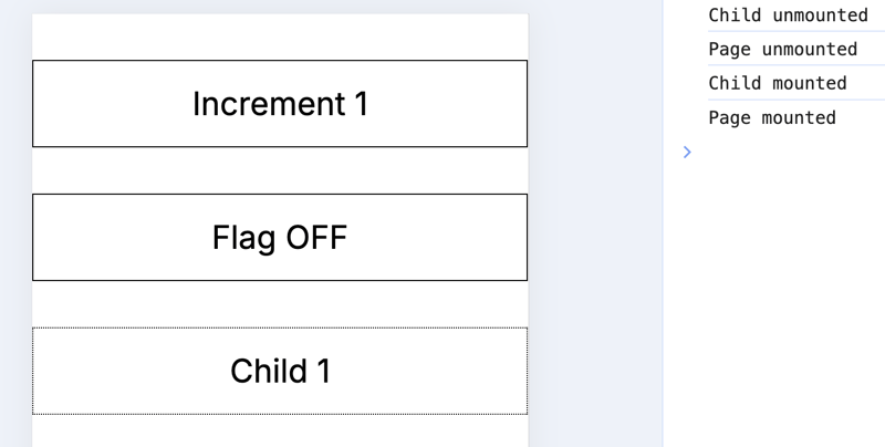 Components unmounted and mounted after a click