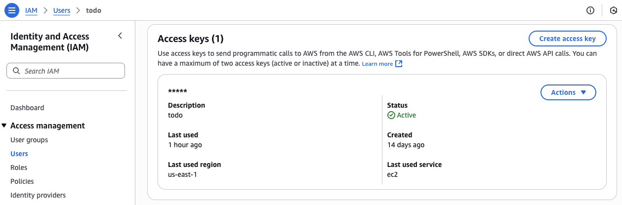 AWS Key ID and Secret Access Key