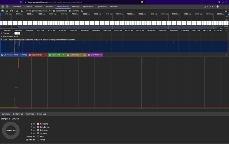 20 Seconds and One Click Performance - Vanilla Version